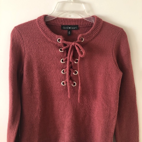 5 for $25 💕 Mauve Mid Cross Tie Fuzzy Sweater - Picture 2 of 7